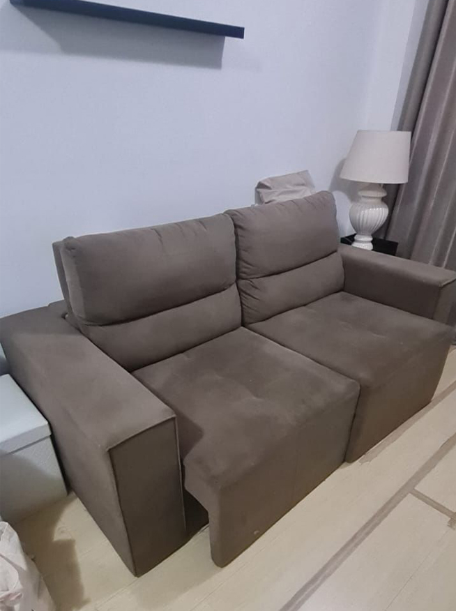 Sofá Retrátil Marrom Claro